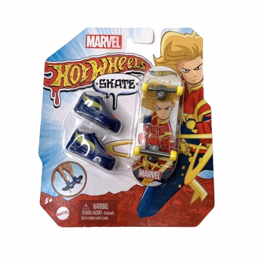 Captain Marvel Hot Wheels Skate Mini Action Figure Toy Skateboard Finger Board